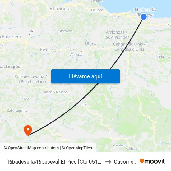 [Ribadesella/Ribeseya]  El Pico [Cta 05159] to Casomera map