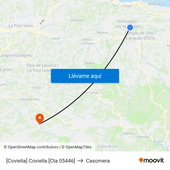 [Coviella]  Coviella [Cta 05446] to Casomera map