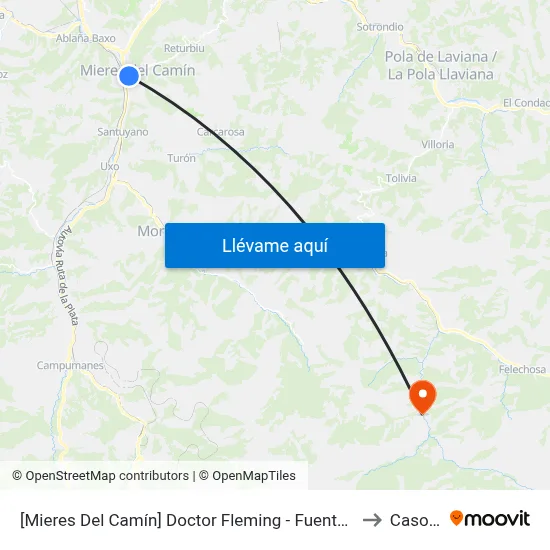 [Mieres Del Camín]  Doctor Fleming - Fuente Del Vasco [Cta 06123] to Casomera map