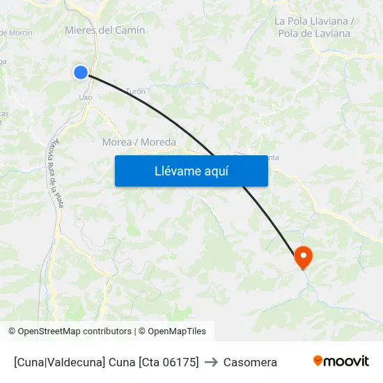 [Cuna|Valdecuna]  Cuna [Cta 06175] to Casomera map