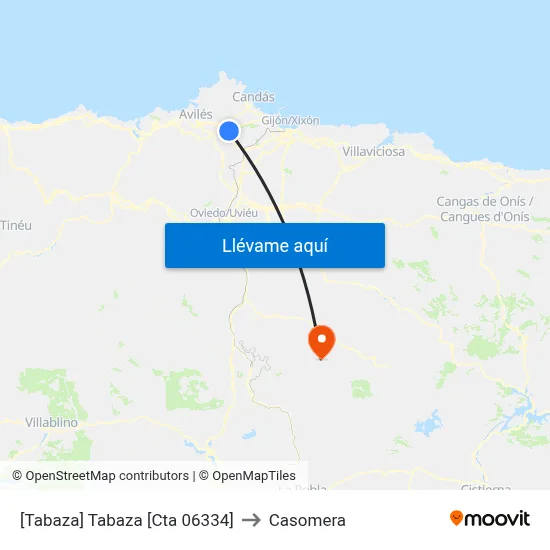 [Tabaza]  Tabaza [Cta 06334] to Casomera map