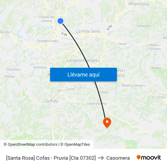[Santa Rosa]  Cofas - Pruvia [Cta 07302] to Casomera map