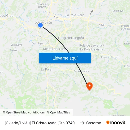 [Oviedo/Uviéu]  El Cristo Avda [Cta 07403] to Casomera map