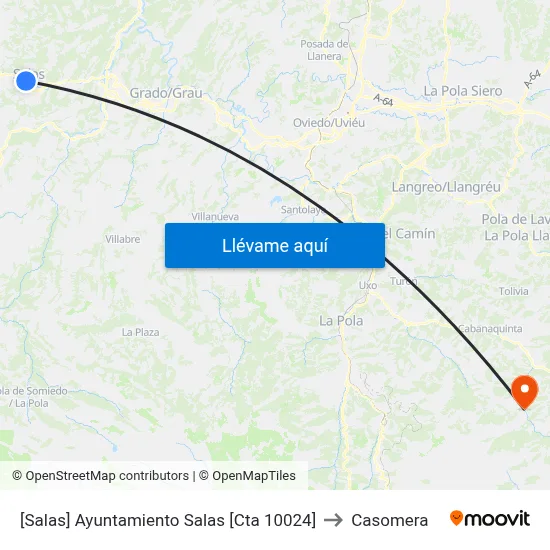 [Salas]  Ayuntamiento Salas [Cta 10024] to Casomera map