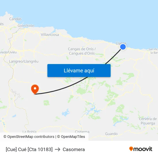 [Cue]  Cué [Cta 10183] to Casomera map