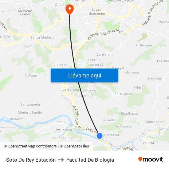 Soto De Rey Estación to Facultad De Biología map