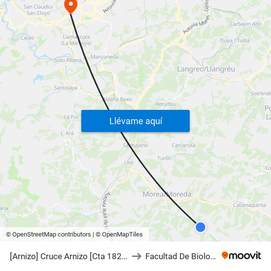 [Arnizo]  Cruce Arnizo [Cta 18238] to Facultad De Biología map