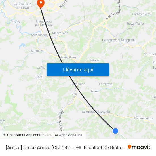 [Arnizo]  Cruce Arnizo [Cta 18278] to Facultad De Biología map