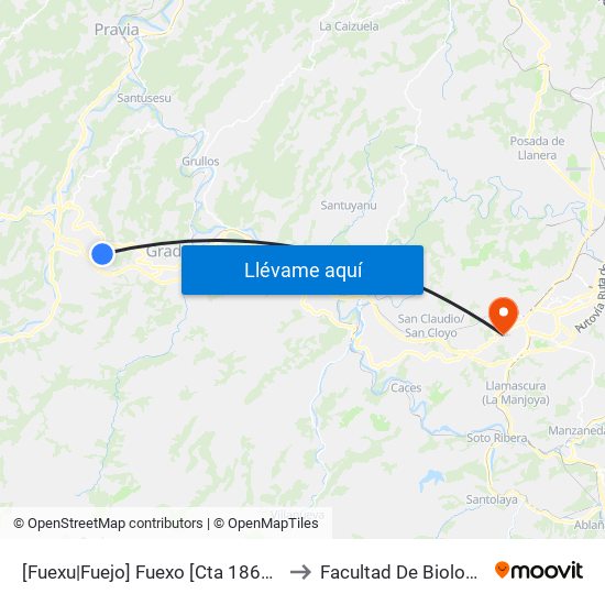 [Fuexu|Fuejo]  Fuexo [Cta 18699] to Facultad De Biología map