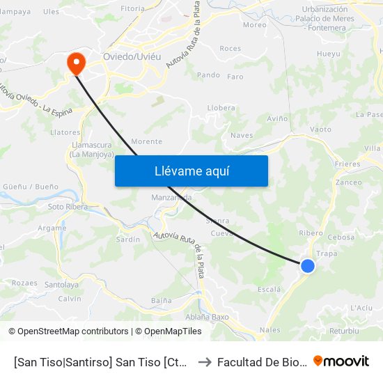[San Tiso|Santirso]  San Tiso [Cta 01138] to Facultad De Biología map