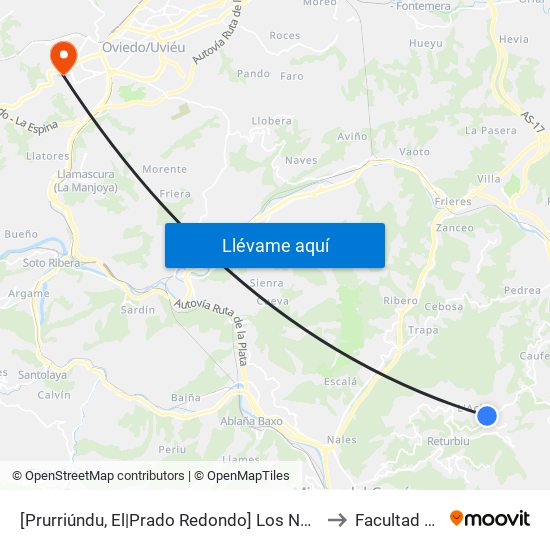 [Prurriúndu, El|Prado Redondo]  Los Nadales - El Prurriúndu [Cta 01170] to Facultad De Biología map