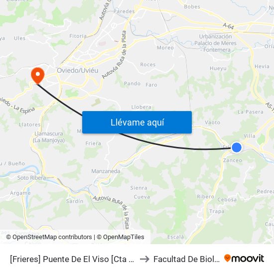 [Frieres]  Puente De El Viso [Cta 01236] to Facultad De Biología map