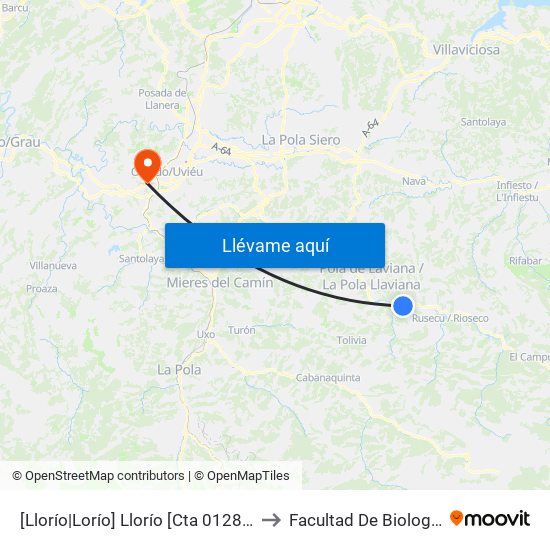 [Llorío|Lorío]  Llorío [Cta 01287] to Facultad De Biología map