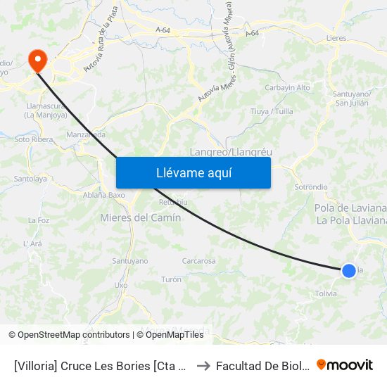[Villoria]  Cruce Les Bories [Cta 01321] to Facultad De Biología map