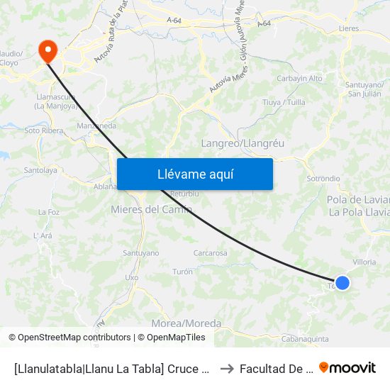 [Llanulatabla|Llanu La Tabla]  Cruce Fresneo [Cta 01326] to Facultad De Biología map