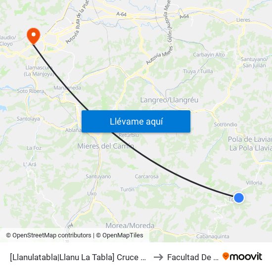 [Llanulatabla|Llanu La Tabla]  Cruce Fresneo [Cta 01327] to Facultad De Biología map