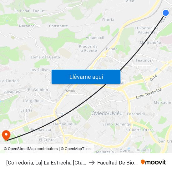 [Corredoria, La]  La Estrecha [Cta 02055] to Facultad De Biología map