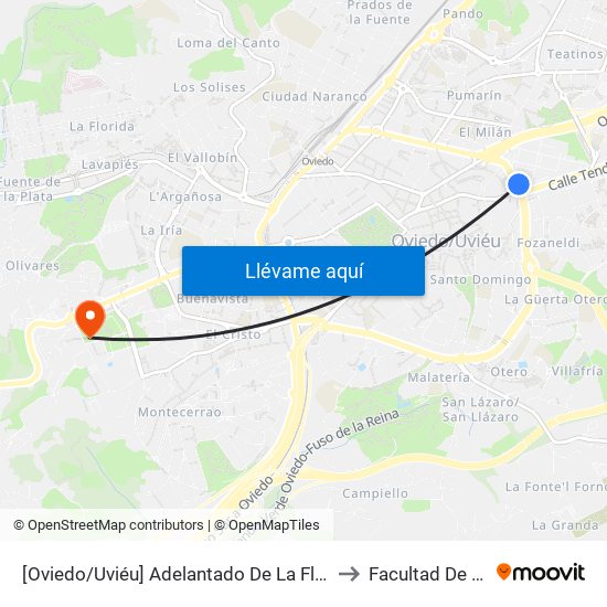 [Oviedo/Uviéu]  Adelantado De La Florida [Cta 03614] to Facultad De Biología map