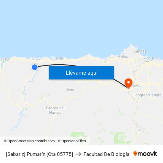 [Sabariz]  Pumarín [Cta 05775] to Facultad De Biología map