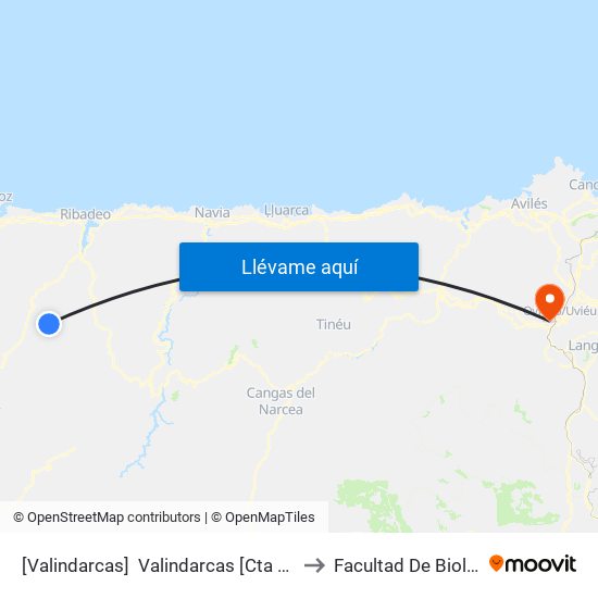 [Valindarcas]  Valindarcas [Cta 05904] to Facultad De Biología map