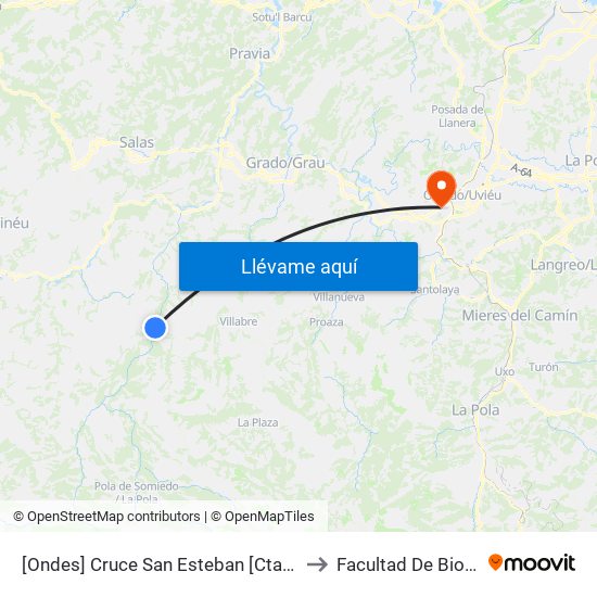 [Ondes]  Cruce San Esteban [Cta 06005] to Facultad De Biología map