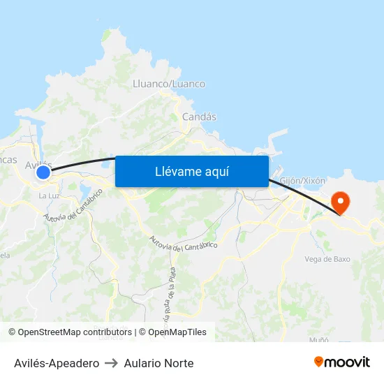 Avilés-Apeadero to Aulario Norte map