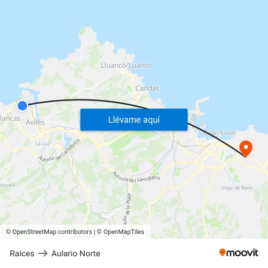 Raíces to Aulario Norte map