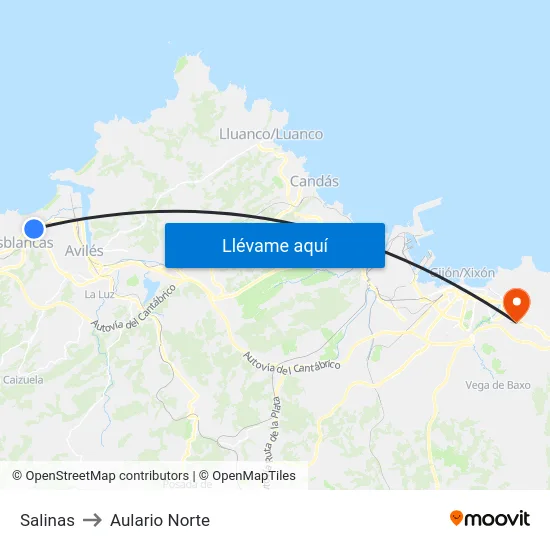 Salinas to Aulario Norte map