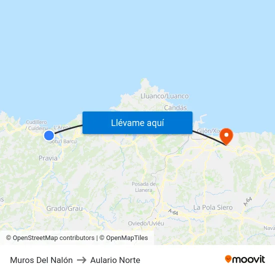 Muros Del Nalón to Aulario Norte map