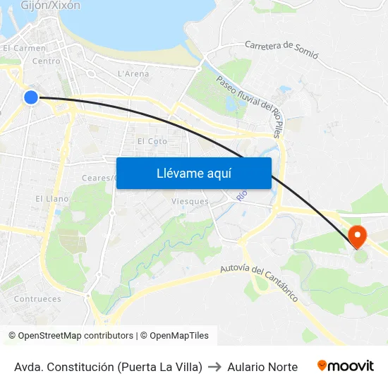 Avda. Constitución (Puerta La Villa) to Aulario Norte map