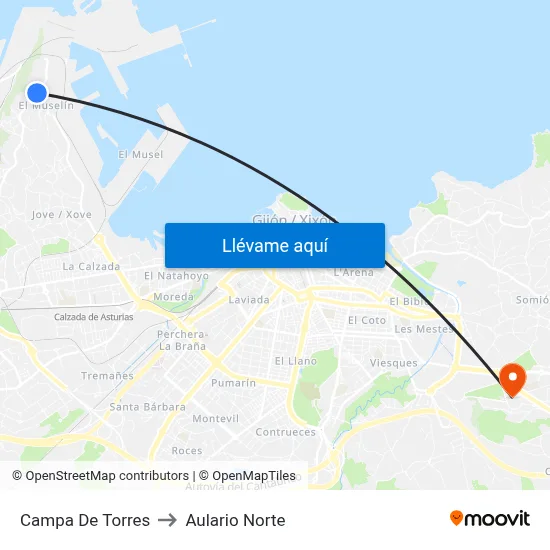 Campa De Torres to Aulario Norte map
