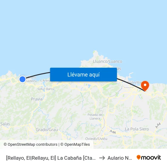 [Rellayo, El|Rellayu, El]  La Cabaña [Cta 17161] to Aulario Norte map