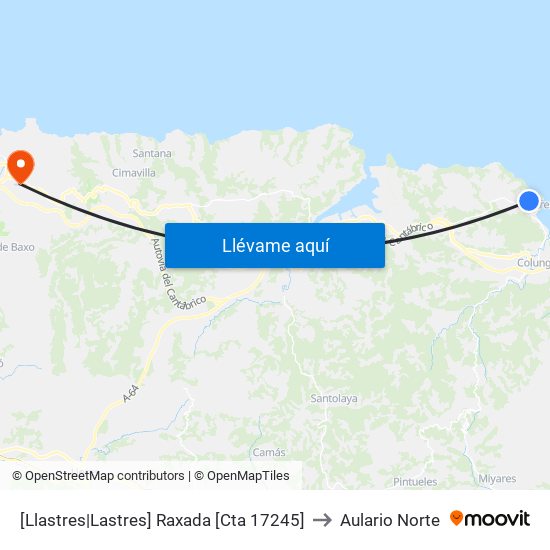 [Llastres|Lastres]  Raxada [Cta 17245] to Aulario Norte map