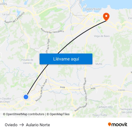 Oviedo to Aulario Norte map