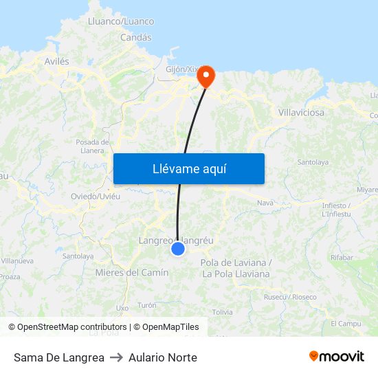 Sama De Langrea to Aulario Norte map
