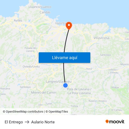 El Entrego to Aulario Norte map