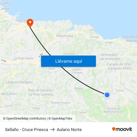 Sellaño - Cruce Priesca to Aulario Norte map