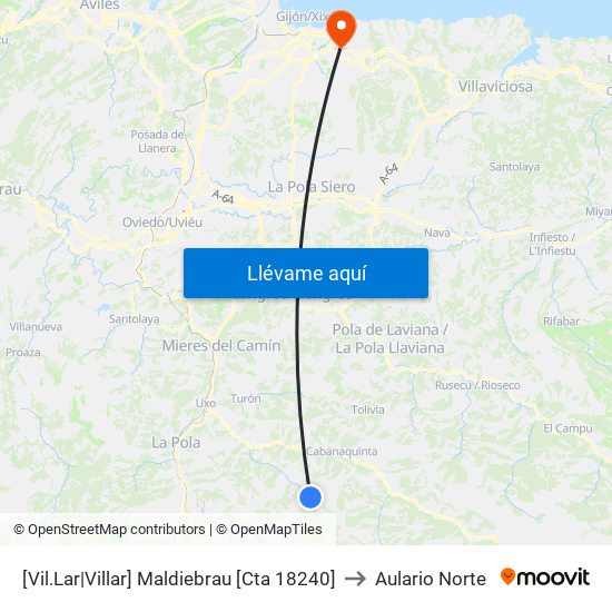 [Vil.Lar|Villar]  Maldiebrau [Cta 18240] to Aulario Norte map