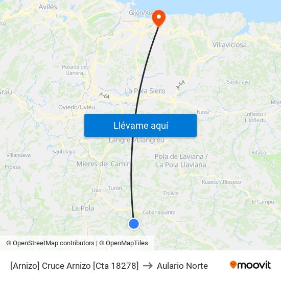 [Arnizo]  Cruce Arnizo [Cta 18278] to Aulario Norte map