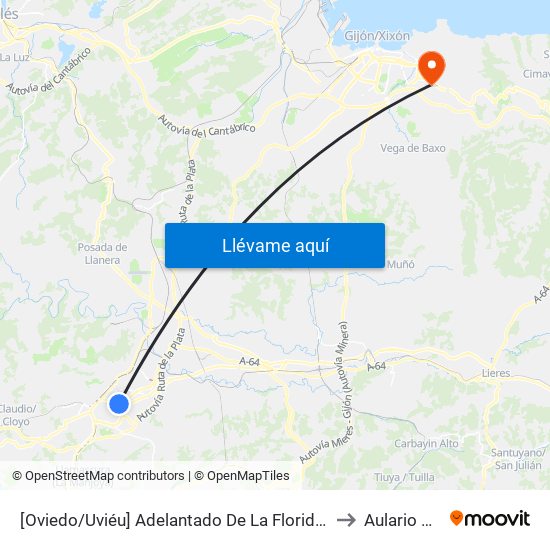 [Oviedo/Uviéu]  Adelantado De La Florida [Cta 12667] to Aulario Norte map
