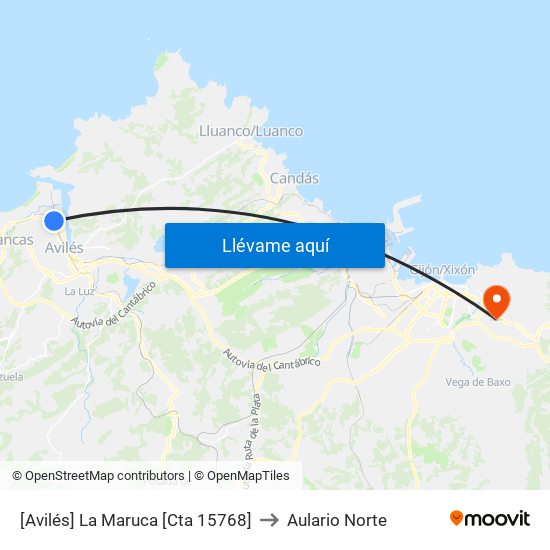 [Avilés]  La Maruca [Cta 15768] to Aulario Norte map