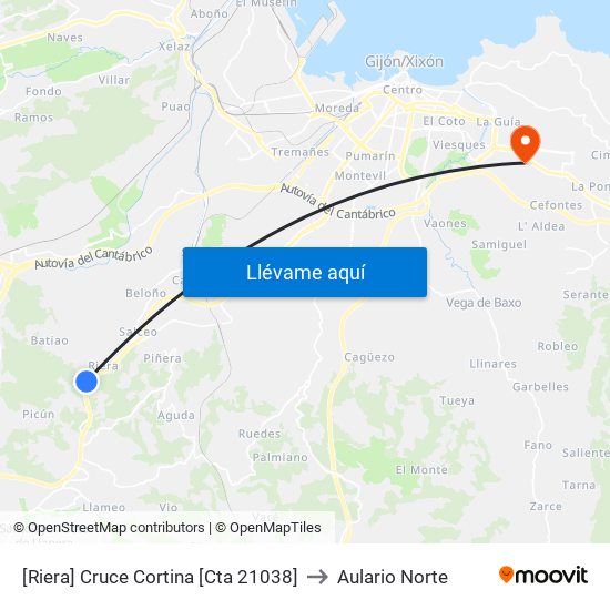 [Riera]  Cruce Cortina [Cta 21038] to Aulario Norte map