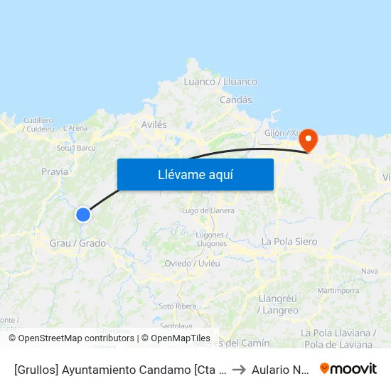 [Grullos]  Ayuntamiento Candamo [Cta 00035] to Aulario Norte map