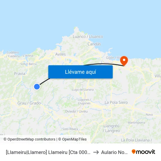 [Llameiru|Llamero]  Llameiru [Cta 00085] to Aulario Norte map