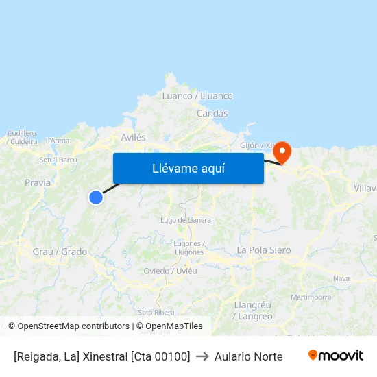 [Reigada, La]  Xinestral [Cta 00100] to Aulario Norte map