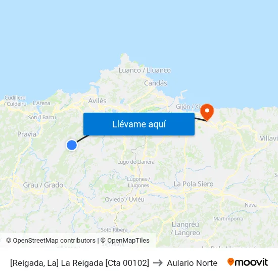 [Reigada, La]  La Reigada [Cta 00102] to Aulario Norte map