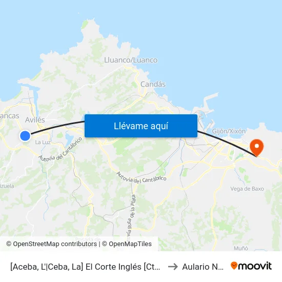 [Aceba, L'|Ceba, La]  El Corte Inglés [Cta 00139] to Aulario Norte map