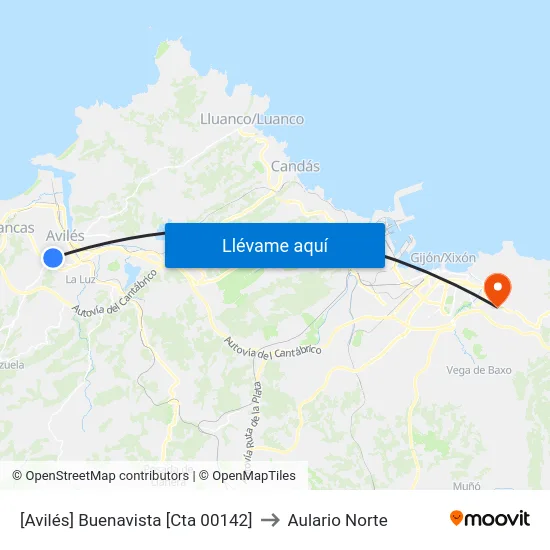 [Avilés]  Buenavista [Cta 00142] to Aulario Norte map