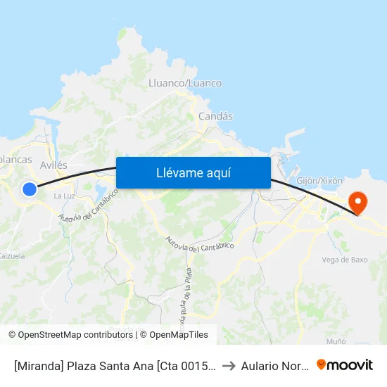 [Miranda]  Plaza Santa Ana [Cta 00153] to Aulario Norte map