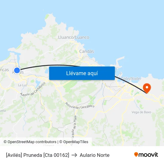 [Avilés]  Pruneda [Cta 00162] to Aulario Norte map
